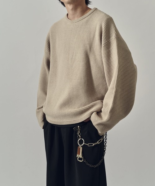 Lui's（ルイス）の「ヘビーワッフルクルーネック（ニット/セーター・メンズ・ブラック/ライトグレー/バーガンディー・FREE）」の13枚目の写真