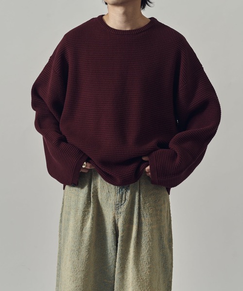 Lui's（ルイス）の「ヘビーワッフルクルーネック（ニット/セーター・メンズ・ブラック/ライトグレー/バーガンディー・FREE）」の22枚目の写真