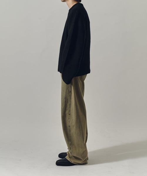 Lui's（ルイス）の「ヘビーワッフルクルーネック（ニット/セーター・メンズ・ブラック/ライトグレー/バーガンディー・FREE）」の9枚目の写真