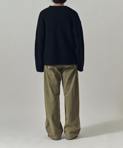 Lui's（ルイス）の「ヘビーワッフルクルーネック（ニット/セーター・メンズ・ブラック/ライトグレー/バーガンディー・FREE）」の10枚目の写真