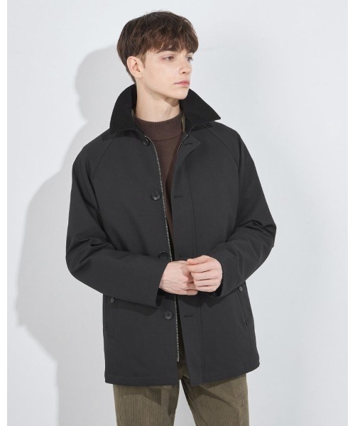 unknownデトロイトジャケット襟コーデュロイ短丈ブラックXLスウィングトップ 襟コーデュロイショートジャケットコート（ステンカラーコート）｜SUIT