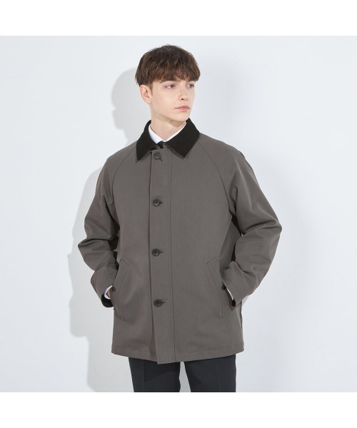 襟コーデュロイショートジャケットコート（ステンカラーコート）｜SUIT
