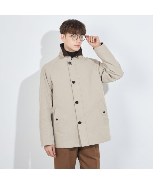 セール】襟コーデュロイショートジャケットコート（ステンカラーコート