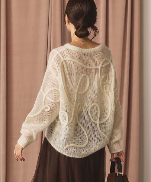 セール】モヘア混コード刺繍クルーネックニット（ニット/セーター