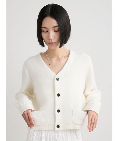 ウォッシャブルコンパクトシャギーVカーデ（カーディガン/ボレロ