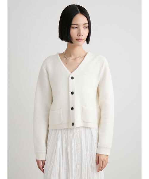 ウォッシャブルコンパクトシャギーVカーデ（カーディガン/ボレロ