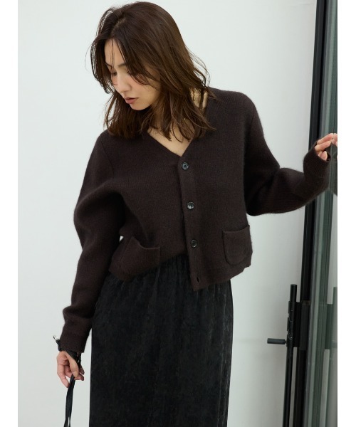 ウォッシャブルコンパクトシャギーVカーデ（カーディガン/ボレロ