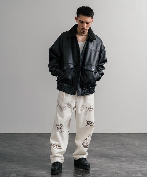 KRIFF MAYER（クリフメイヤー）の「KRIFF MAYER クリフメイヤー メモリアルグラフィックプリントレタリング2タックワークパンツ 2515112（その他パンツ・メンズ・アイボリー/カーキ/チャコール/ダークブラウン・XL/M/L）」の9枚目の写真