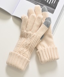 Honeys（ハニーズ）の「【ハニぽか・抗菌防臭・吸湿発熱】折り返しケーブル編手袋（手袋・レディース）」