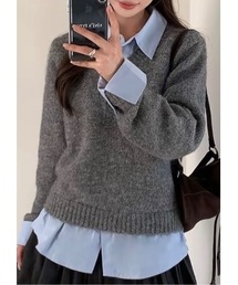 SALTMINT | レイヤード風シャツコンビニットプルオーバー(ニット/セーター)