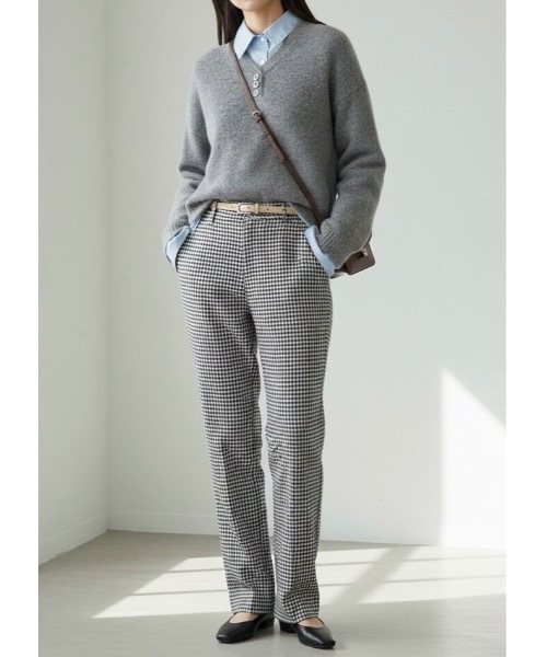 SALTMINT（ソルトミント）の「レイヤード風シャツコンビニットプルオーバー（ニット/セーター・レディース・グレー/ネイビー/ホワイト・FREE）」の7枚目の写真