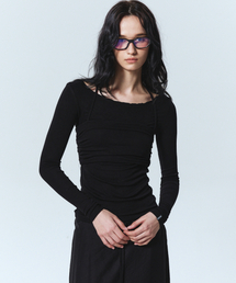 HALTERNECK LAYERED LONG SLEEVED TEE_BLACK