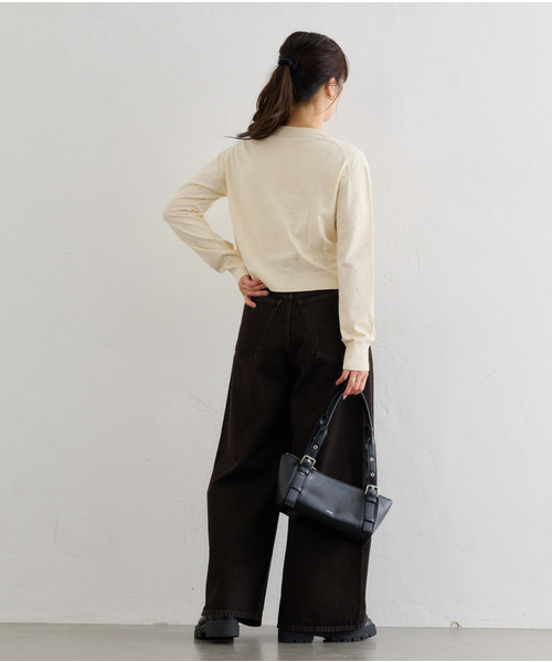 U by SPICK&SPAN(ユーバイスピックアンドスパン)の「フローストルーズバレルレッグデニム(デニムパンツ・レディース・ネイビー/ブラウン・38/36)」の6枚目の写真