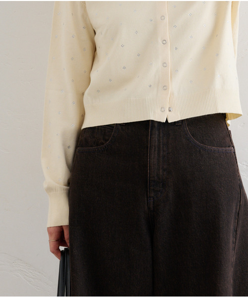 U by SPICK&SPAN(ユーバイスピックアンドスパン)の「フローストルーズバレルレッグデニム(デニムパンツ・レディース・ネイビー/ブラウン・38/36)」の9枚目の写真