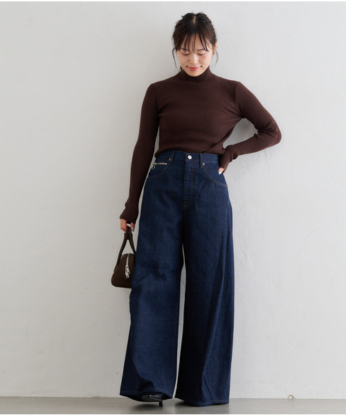 U by SPICK&SPAN(ユーバイスピックアンドスパン)の「フローストルーズバレルレッグデニム(デニムパンツ・レディース・ネイビー/ブラウン・38/36)」の10枚目の写真