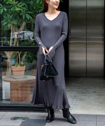 NOLLEY’S | 《手洗い可能》フイット&フレアーVネックワンピース(ワンピース)