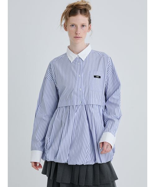SORIN(ソリン )の「Balloon Hem Big Shirt/バルーンヘムビッグシャツ(シャツ/ブラウス・レディース・ブラック/ストライプ/ホワイト・38)」の4枚目の写真