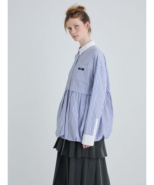 SORIN(ソリン )の「Balloon Hem Big Shirt/バルーンヘムビッグシャツ(シャツ/ブラウス・レディース・ブラック/ストライプ/ホワイト・38)」の6枚目の写真