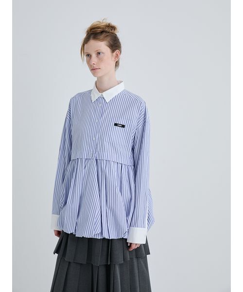 SORIN(ソリン )の「Balloon Hem Big Shirt/バルーンヘムビッグシャツ(シャツ/ブラウス・レディース・ブラック/ストライプ/ホワイト・38)」の7枚目の写真