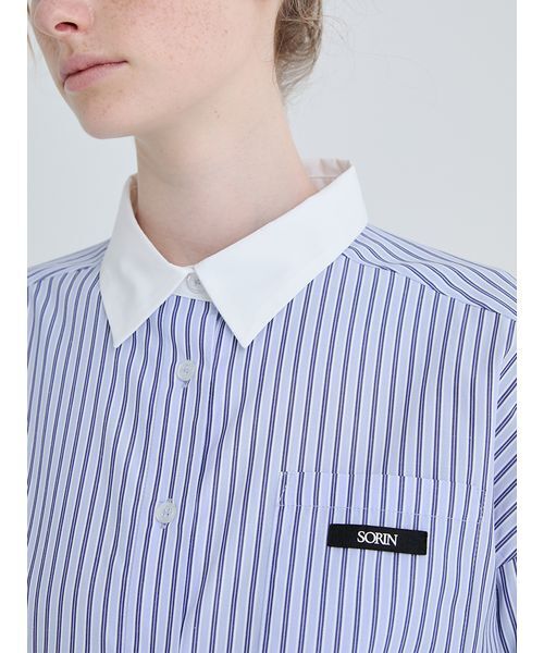 SORIN(ソリン )の「Balloon Hem Big Shirt/バルーンヘムビッグシャツ(シャツ/ブラウス・レディース・ブラック/ストライプ/ホワイト・38)」の12枚目の写真