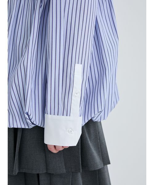 SORIN(ソリン )の「Balloon Hem Big Shirt/バルーンヘムビッグシャツ(シャツ/ブラウス・レディース・ブラック/ストライプ/ホワイト・38)」の14枚目の写真