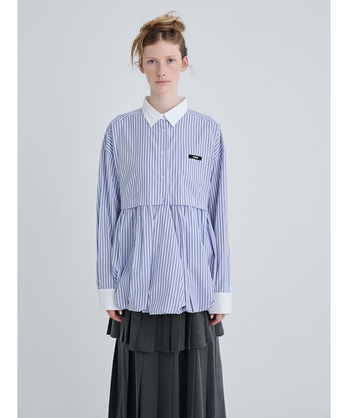 SORIN(ソリン )の「Balloon Hem Big Shirt/バルーンヘムビッグシャツ(シャツ/ブラウス・レディース・ブラック/ストライプ/ホワイト・38)」の15枚目の写真