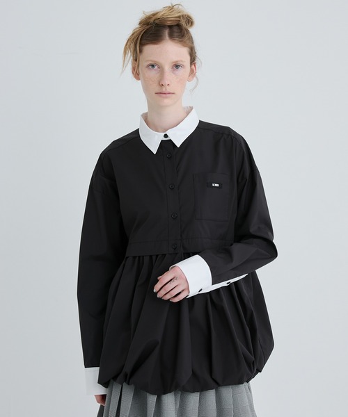 SORIN(ソリン )の「Balloon Hem Big Shirt/バルーンヘムビッグシャツ(シャツ/ブラウス・レディース・ブラック/ストライプ/ホワイト・38)」の2枚目の写真