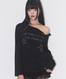 ILLIGO（イリゴ）の「レタリングスナップロングスリーブブラック（Tシャツ/カットソー）」