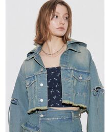 EMODA | カットスリーブフードデニムブルゾン(デニムジャケット)