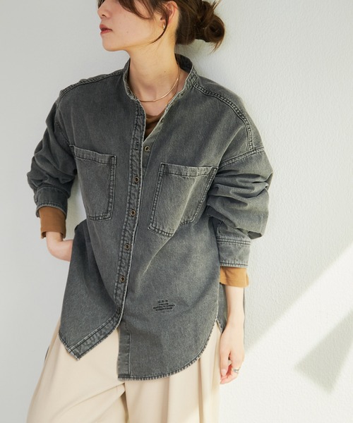 セール】デニムバンドカラーシャツ（シャツ/ブラウス）｜PUAL CE CIN