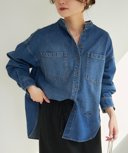 セール】デニムバンドカラーシャツ（シャツ/ブラウス）｜PUAL CE CIN