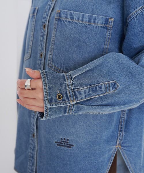 セール】デニムバンドカラーシャツ（シャツ/ブラウス）｜PUAL CE CIN