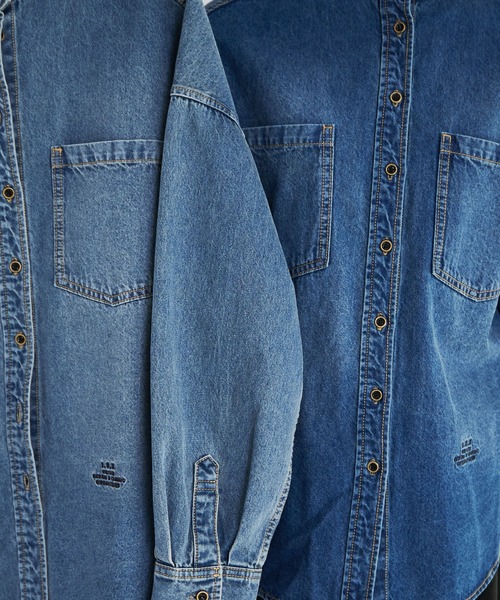 デニムバンドカラーシャツ（シャツ/ブラウス）｜PUAL CE CIN