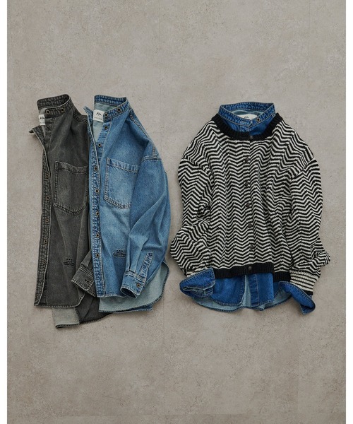 セール】デニムバンドカラーシャツ（シャツ/ブラウス）｜PUAL CE CIN