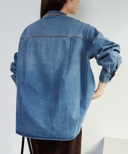 PUAL CE CIN デニムバンドカラーシャツ PUAL CE CIN（ピュアルセシン）の「デニムバンドカラーシャツ（シャツ