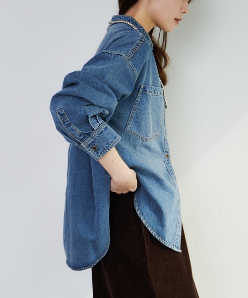 PUAL CE CIN（ピュアルセシン）の「デニムバンドカラーシャツ（シャツ