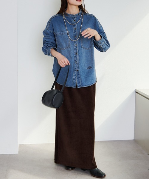 PUAL CE CIN（ピュアルセシン）の「デニムバンドカラーシャツ（シャツ