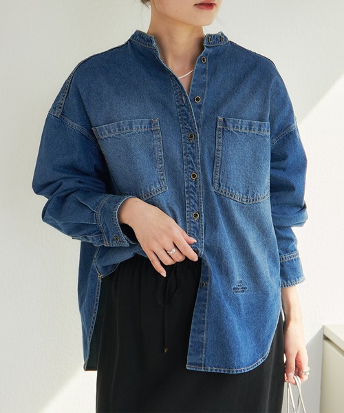 PUAL CE CIN（ピュアルセシン）の「デニムバンドカラーシャツ（シャツ