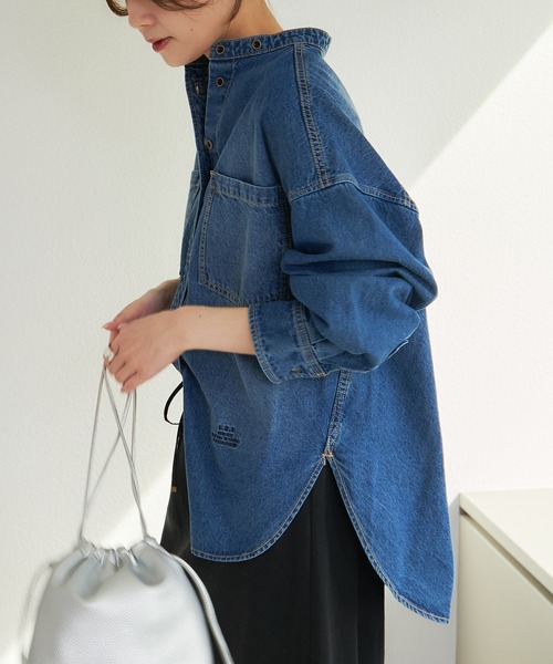 PUAL CE CIN（ピュアルセシン）の「デニムバンドカラーシャツ（シャツ