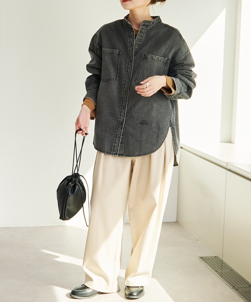 デニムバンドカラーシャツ（シャツ/ブラウス）｜PUAL CE CIN