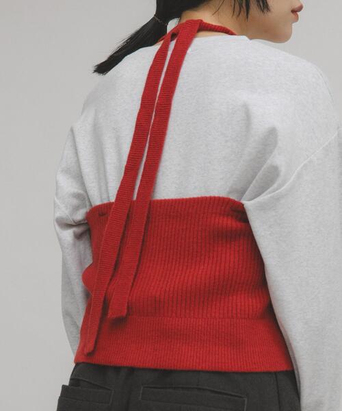 KBF（ケイビーエフ）の「2WAYニットビスチェ（その他トップス・レディース・レッド/グレー・ONE）」の6枚目の写真
