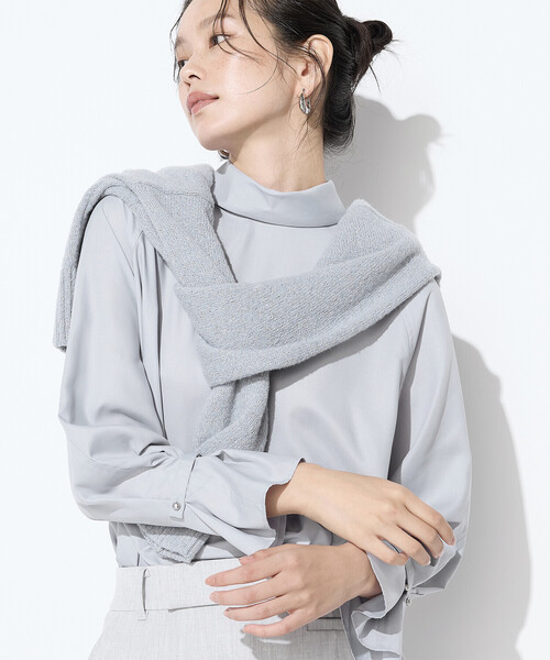 COMME CA（コムサ）の「フルダルスパンマイクロピーチ ブラウス（シャツ/ブラウス・レディース・グレー/ホワイト/ブルー系その他・11号/9号）」の3枚目の写真