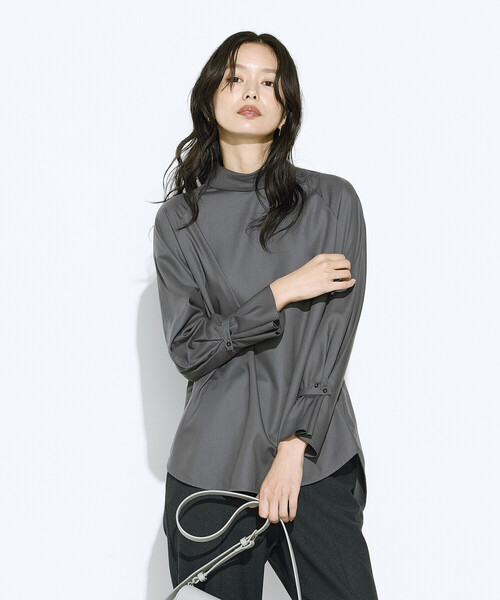 COMME CA（コムサ）の「フルダルスパンマイクロピーチ ブラウス（シャツ/ブラウス・レディース・グレー/ホワイト/ブルー系その他・11号/9号）」の2枚目の写真