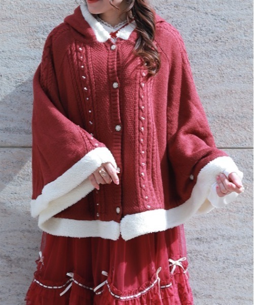 パール裏ボアニットポンチョ（カーディガン/ボレロ）｜axes femme