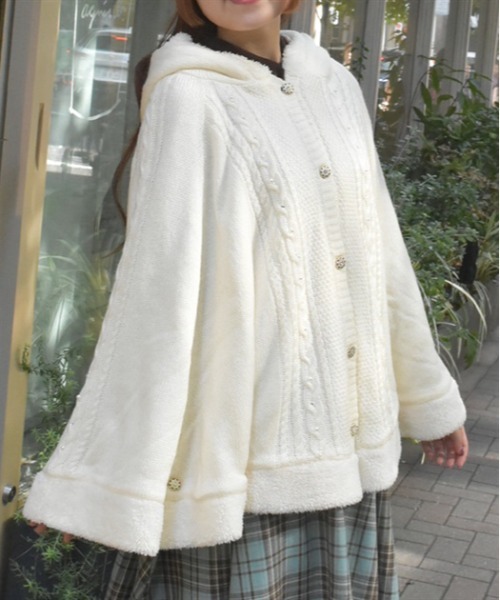 axes femme（アクシーズファム）の「パール裏ボアニットポンチョ（カーディガン/ボレロ・レディース・ホワイト/ミント/ワイン・FREE）」の12枚目の写真