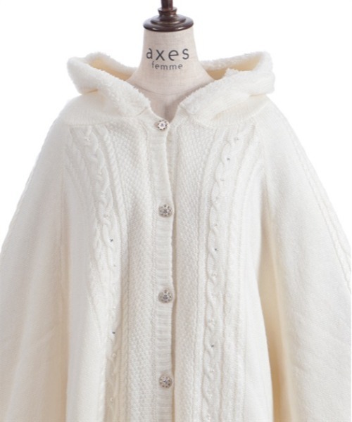axes femme（アクシーズファム）の「パール裏ボアニットポンチョ（カーディガン/ボレロ・レディース・ホワイト/ミント/ワイン・FREE）」の16枚目の写真