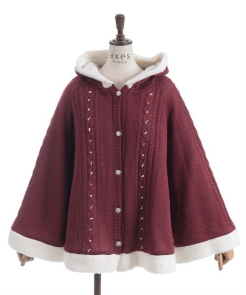 axes femme（アクシーズファム）の「パール裏ボアニットポンチョ