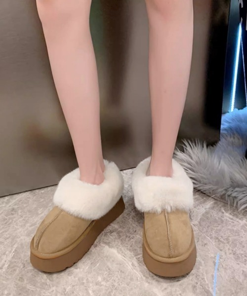 Miniministore(ミニミニストア)の「厚底ムートブーツ もこもこショートブーツ(ブーツ・レディース・ピンクベージュ/ブラック/アイボリー/キャメル・23.5cm/24.0cm/24.5cm/25.0cm/23.0cm)」の13枚目の写真
