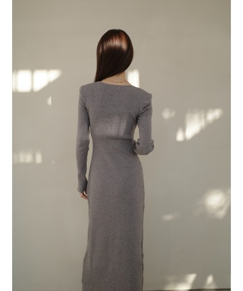 amel（エイメル）の「ボタンレイヤードデザインニットワンピース / グレー（ワンピース・レディース・グレー・FREE）」の14枚目の写真