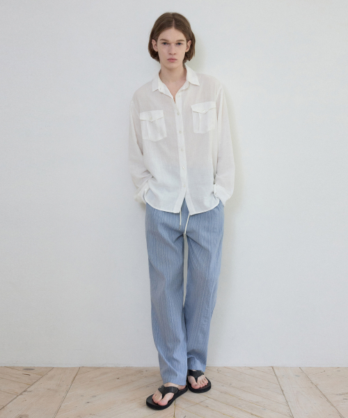 WEDNESDAY OASIS(ウェンズデーオアシス)の「ボヘミアンストライプバンディングパンツ_BLUE(W25-PT10)(その他パンツ・メンズ・ブルー・MEDIUM/LARGE)」の3枚目の写真
